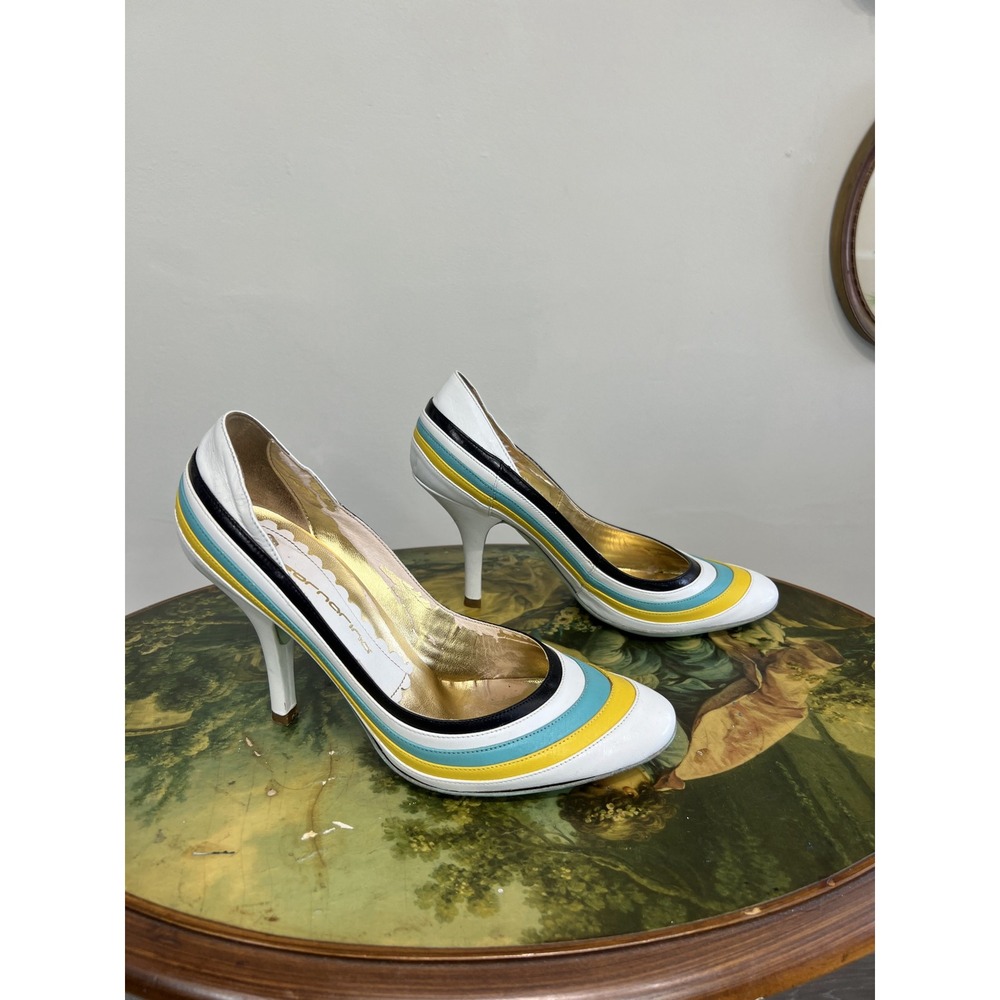 Fornarina Vintage Multi-Color Striped Leather Pumps Size 37
